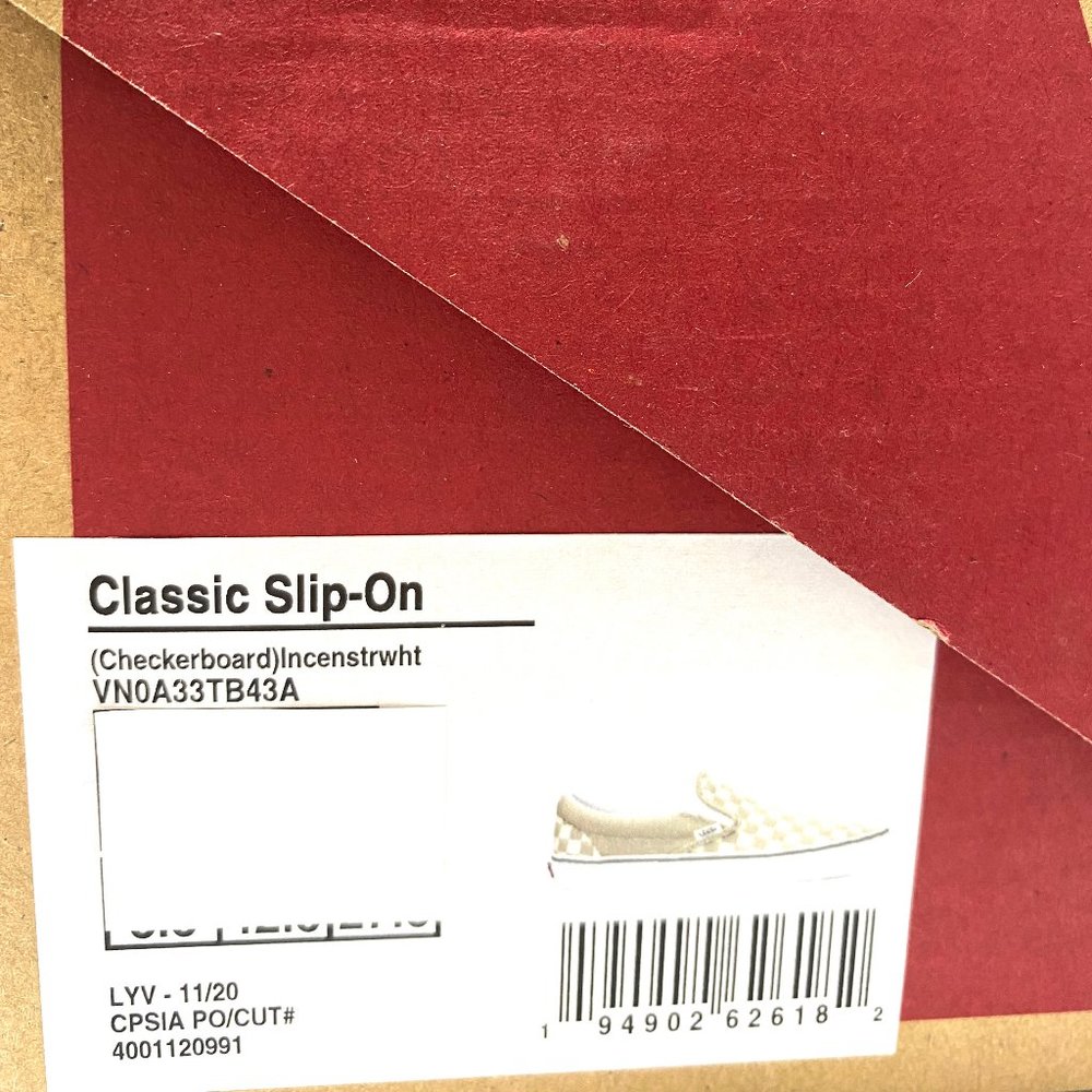 Vans Classic Slip On Check Beige Canvas Casual Sneakers Men's Sizes VN0A33TB43A - Picture 11 of 11